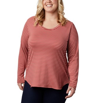 Columbia Ženske Majice S Kapuljačom - Firwood Camp Long Sleeve Plus Size Crvene Prugice | YCOK-62307
